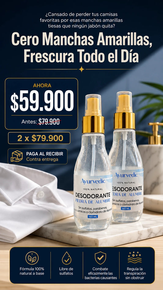 Desodorante Natural de Piedra de Alumbre Ayurvedic 160ml 1 + Desodorante Natural de Piedra de Alumbre Ayurvedic 160ml 2